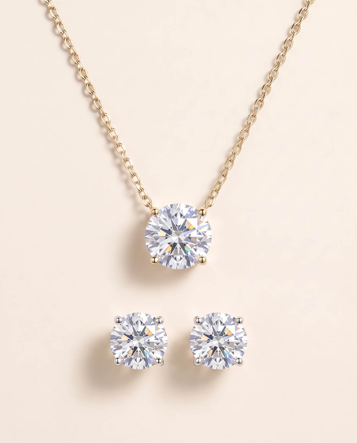 Parure Éclat, collier finition or et boucles d'oreilles