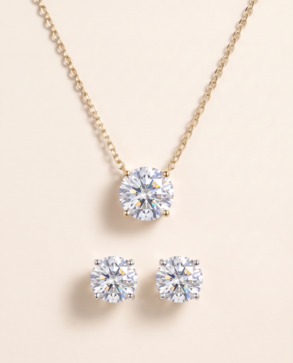 Parure Éclat, collier finition or et boucles d'oreilles